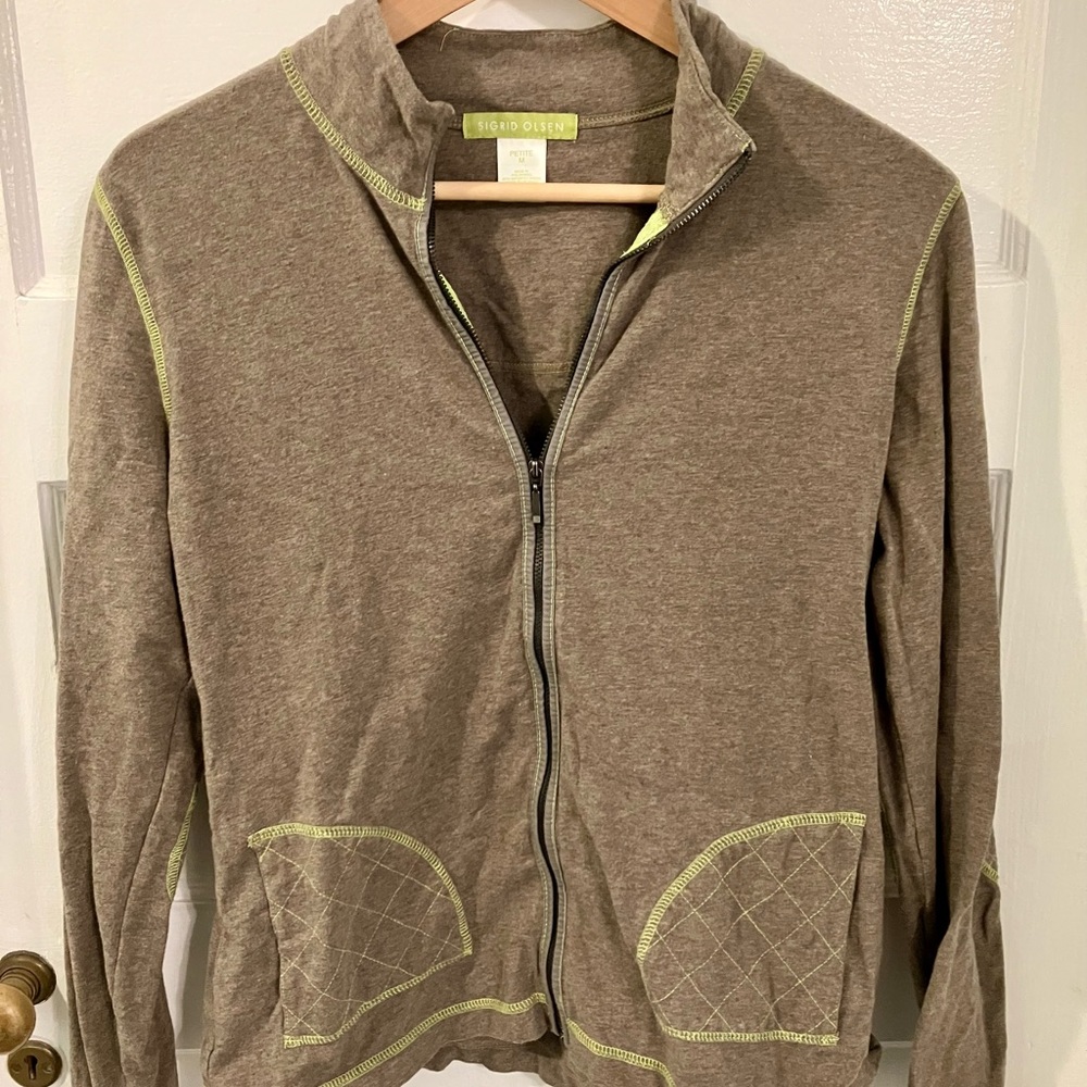 Sigrid Olsen Zip-Up Lightweight Sweatshirt